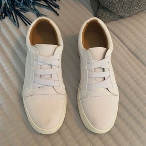 White platform no tie slip on sneakers  size 9